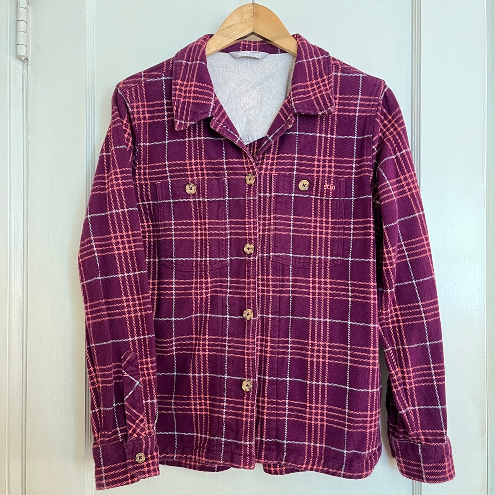 🧥 Stio Women’s Hutkeeper Shaket Flannel Violet Twilight Plaid size M